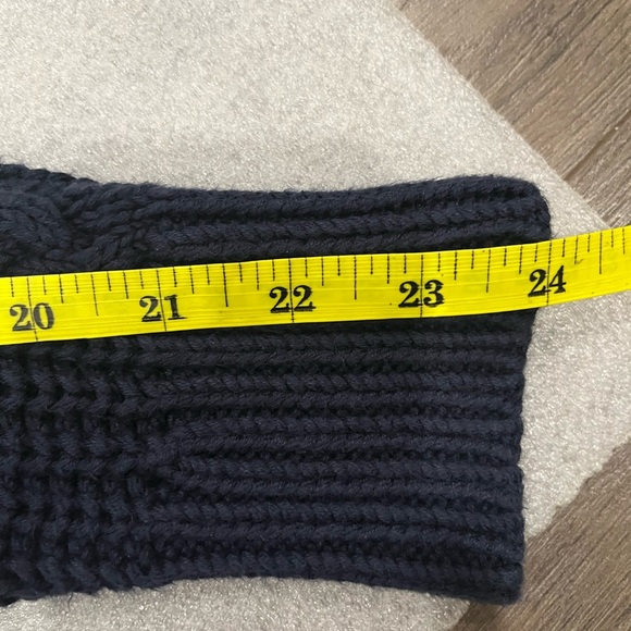 [M]L.L. Bean Men's Dark Blue 1/4 Snap Pullover Cable Knit Cotton Sweater EUC - Picture 6 of 9
